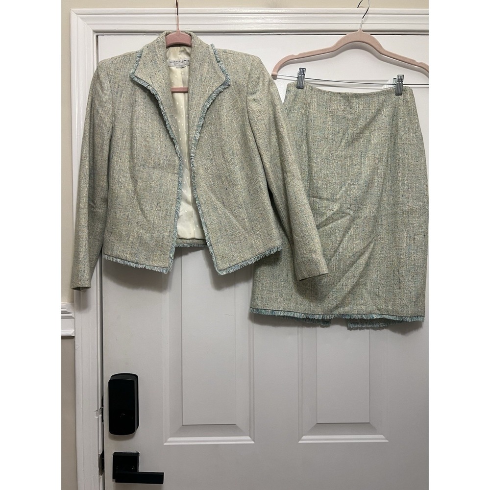 VTG Garfield Marks Zip Blazer Jacket Green Silk Tweed Suit Easter Career 4 USA
